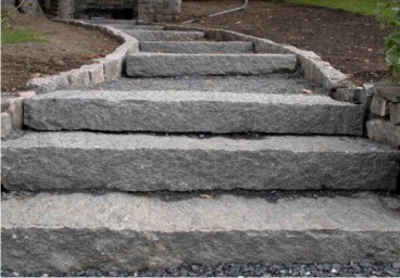 Flame roughened outdoor stairs